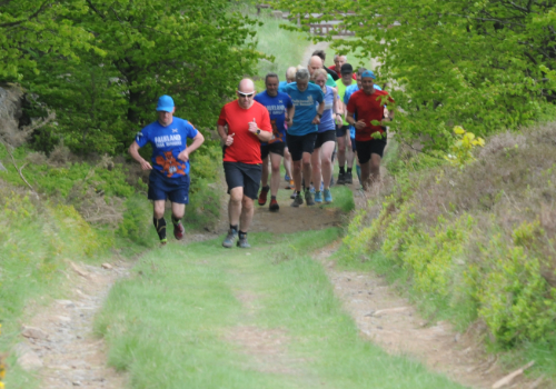 Photo of a group of runners tackling a hill.